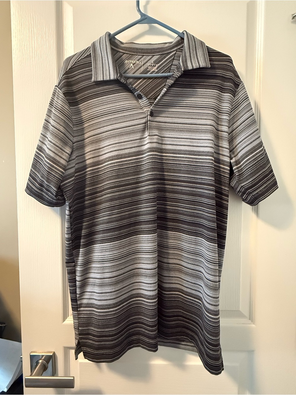 Antigua Men's Striped Gradient Polo - Black & Gray